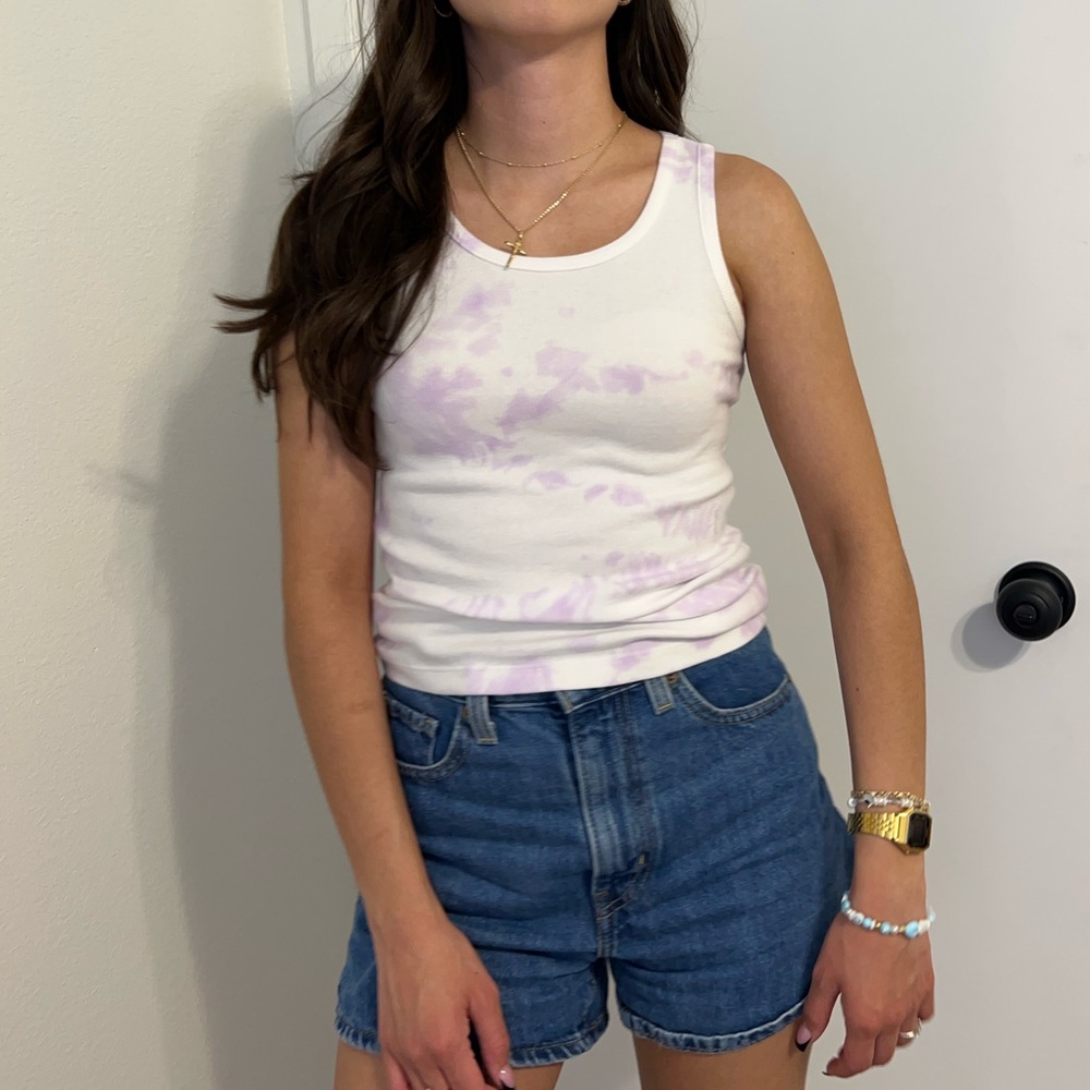 Tie-Dye Tank Top white&purple